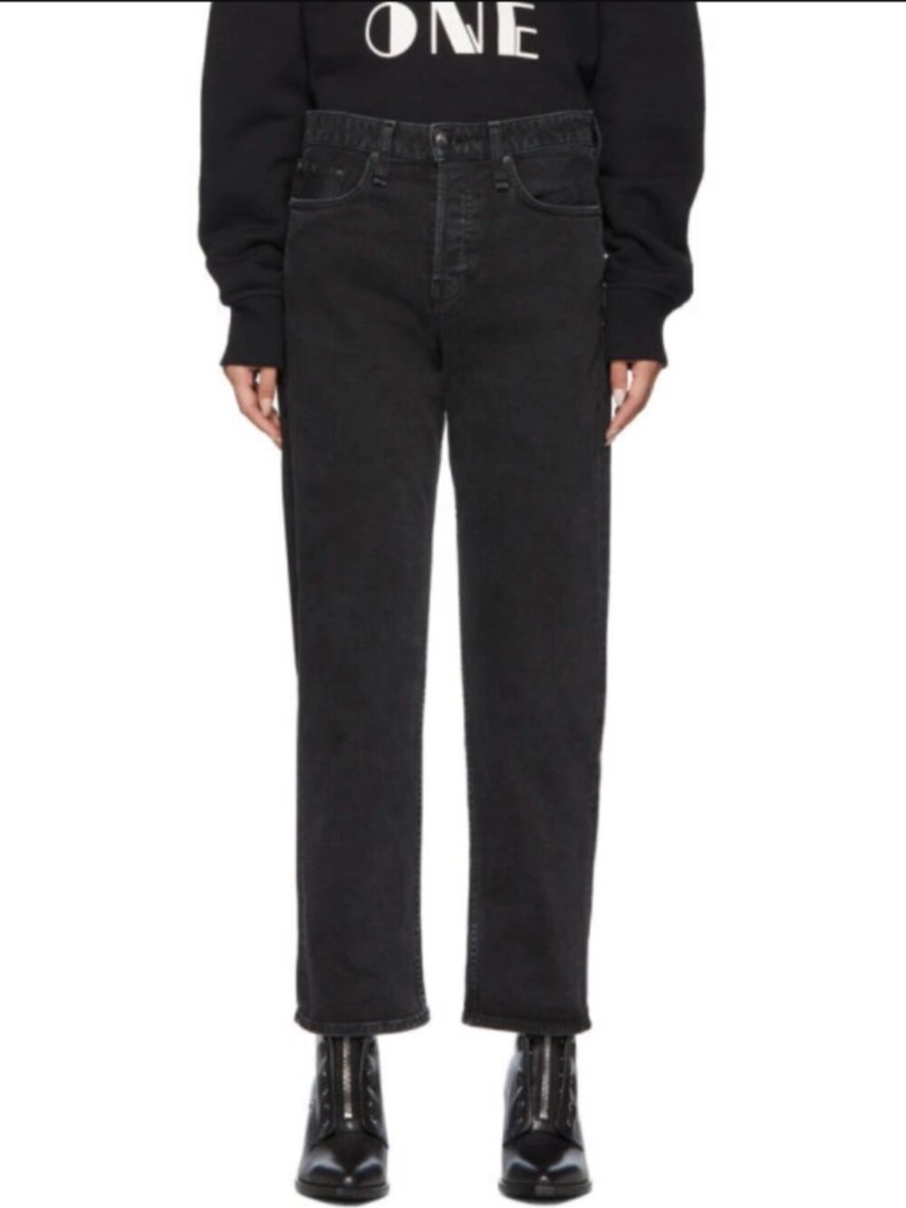 Rag & Bone Maya High Rise Ankle Straight Jeans Black Vintage 23